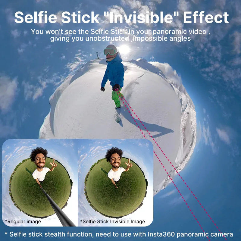 Ulanzi MT-57 MT-58 Insta360 80/120CM Extendable Invisible Selfie Stick Pole Universal Rod for For GoPro Insta360 X4 X3 X2 GO 2