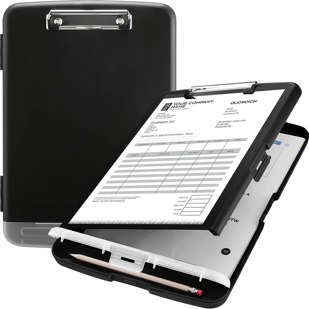 1pc XP010 Large A4 Waterproof File Box with Pen Slot, Desktop Plastic Document Holder and Writing Board Organizer