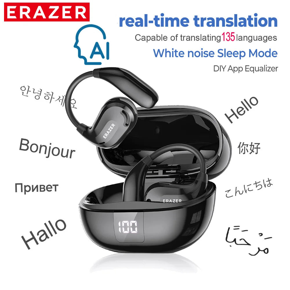 ERAZER XT66PRO Bluetooth Earphones ASMR Headsets DIY APP AI Translator Earbuds Wireless Headphones 13 Hours Long Life Display