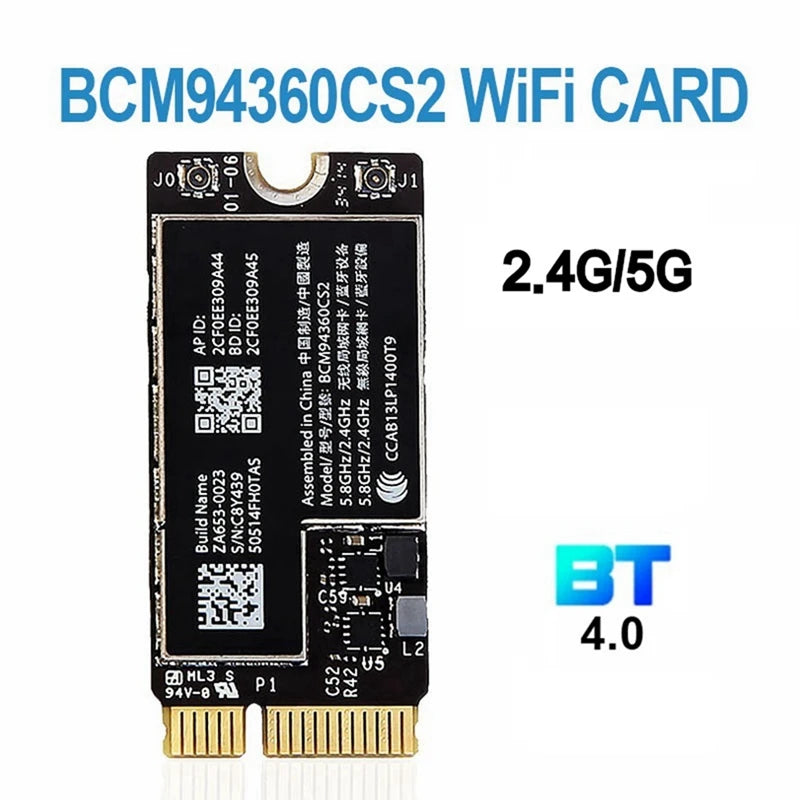 BCM94360CS2 Dual Band Wifi Card + NGFF M.2 Key A/E Adapter Card WIFI BT 4.0 802.11Ac Card for 11Inch A1465 13Inch A1466-A73M