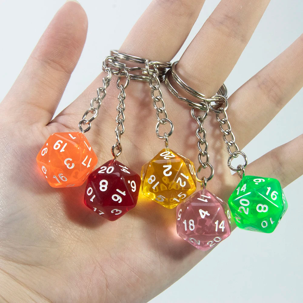 DND Game Dice Keychain RPG Lucky Dice Keyring DND Game Souvenirs Fashion Bag Pendant DND Game Lover Gift