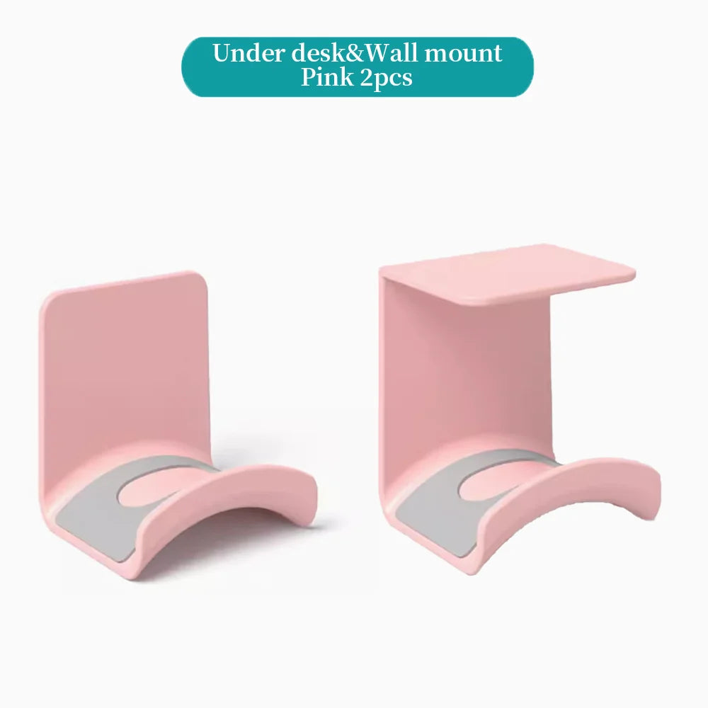 Universal Headphone Stand No Punching Plastic Wall Mount Hanger Under Desk Headset Rack Holder Support for Gaming Earphone