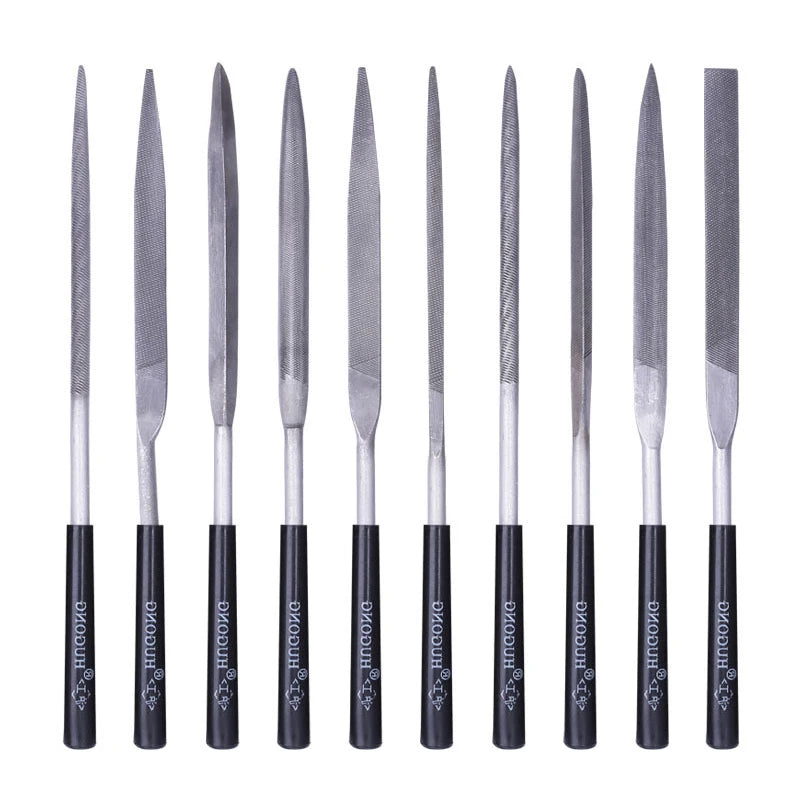 10/5pcs Diamond Files for Metal Jeweler Stone Polishing Wood Carving Craft Double-cut Plating Needle File Set 3x140mm Hand Tools