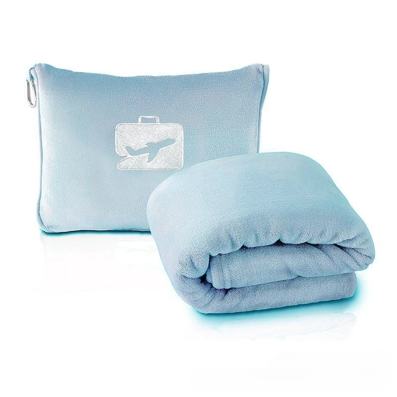 New Portable Airplane Travel Blanket Folding Storage Autumn Winter Nap Cover Blankets Solid Color Warm Picnic Flannel Blanket