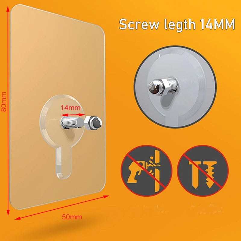 Nail Free Wall Hook Screw Adhesive Non-Trace Hook No Drilling for Bathroom Shower Kitchen Installation Hanging