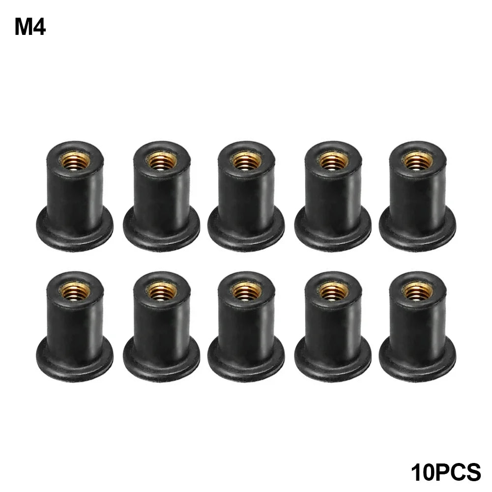 M4 M5 Rubber Well Nuts Motorcycle Windshield Windscreen Screws Bolts Nut 10pcs Fastener Screws Bolts Nuts