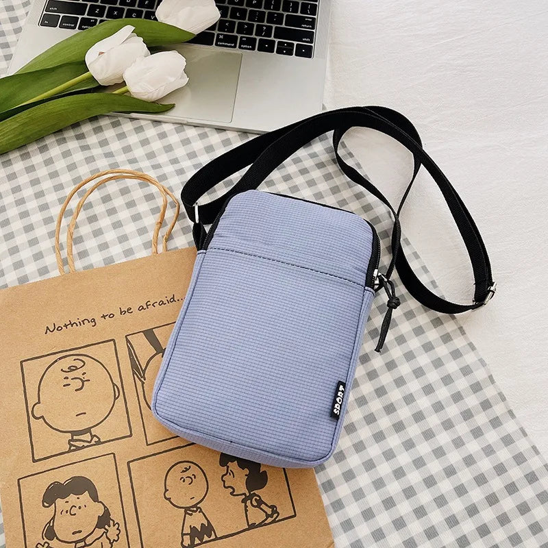 New Fashionable Mini Phone Pouch Square Vertical Tote Bag Simple Shoulder Bag Portable Lightweight Canvas Coin Crossbody Bag