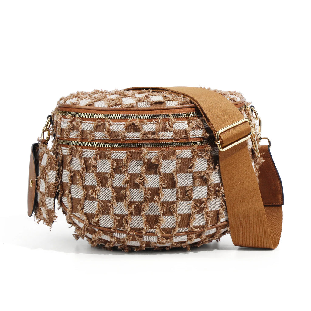 New checkered crossbody bag, shoulder bag, large-capacity shell bag