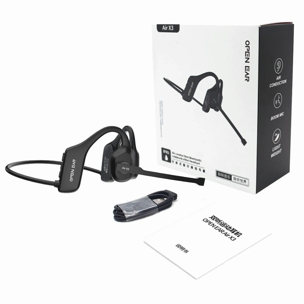 Open Ear Noise Cancelling Headset Wireless Bluetooth ENC Call Noise Elimination Computer Headphone Wireless with Boom Microphone