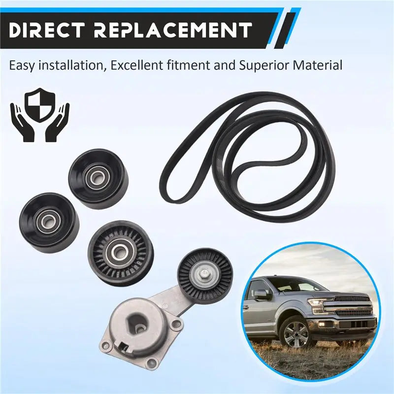 VC-Innovative-Kit Includes Drive Belt Tensioner Serpentine Belt 90K-38274A ACK061025 DBK061025B For Ford F-150 F-250 F-350