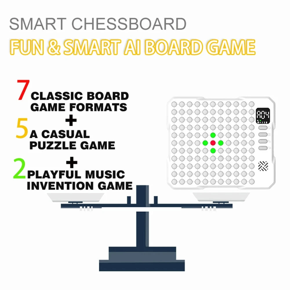 14 in 1 Multifunctional Smart Board Game Electronic Chess Backgammon Go Tic-Tac-Toe Whack-a-Mole Combe for Kids Educational Toy