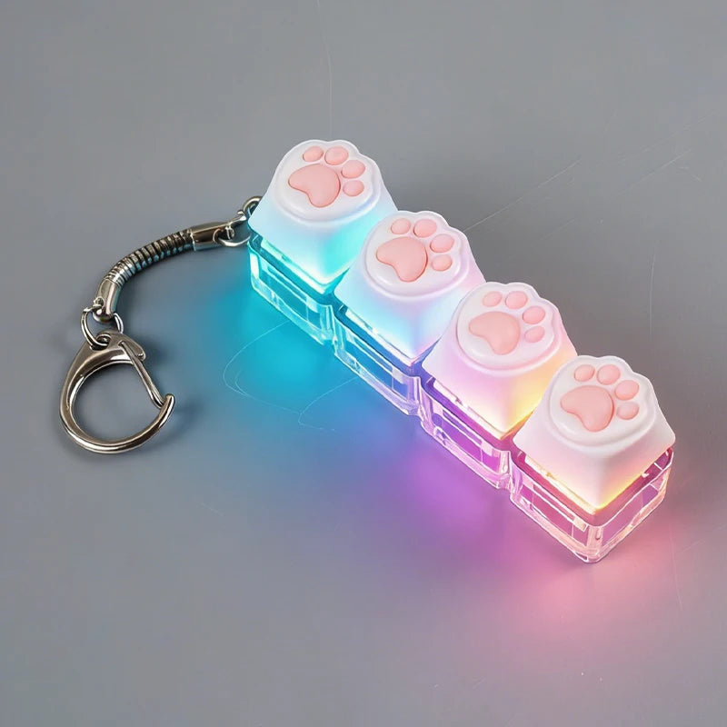  NEW Multi-choice Light Up Keyboard Keychain Crystal Clicker Fidget Toy Stress Relief Sensory Toy Portable Car Desk Decor Gift