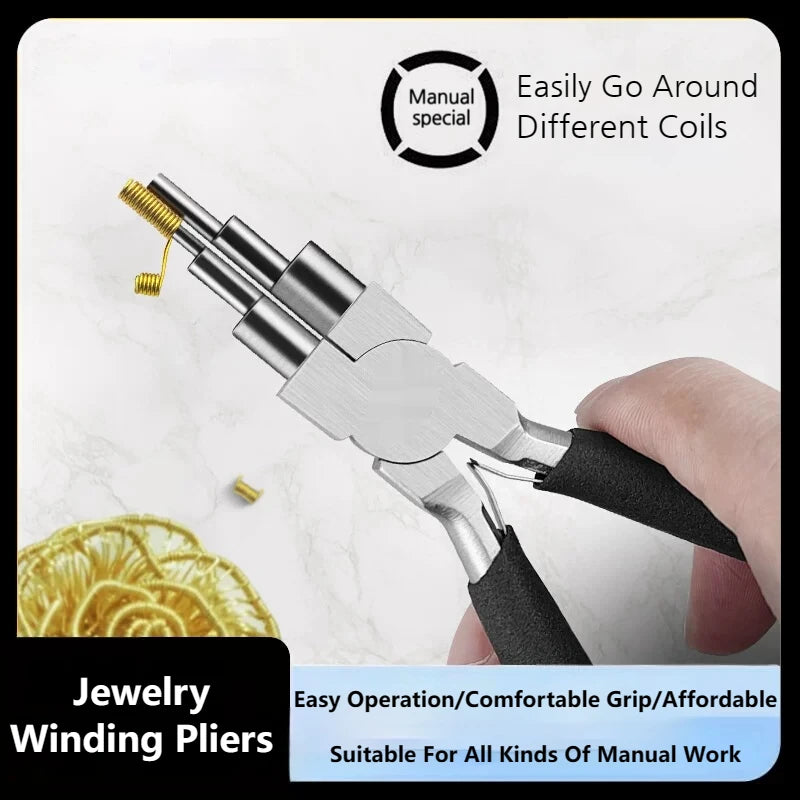 Professional Jewelry Pliers 6in1 Multi-Size Looping & Bail Making Tool with Non-Slip Handle for DIY Craft