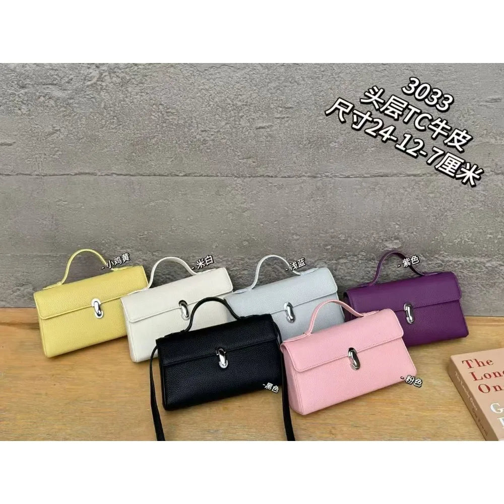 2026 Spring and Summer New Leather Women's Fashionable and Simple Versatile Messenger Bag Candy-colored Commuter Cover Small