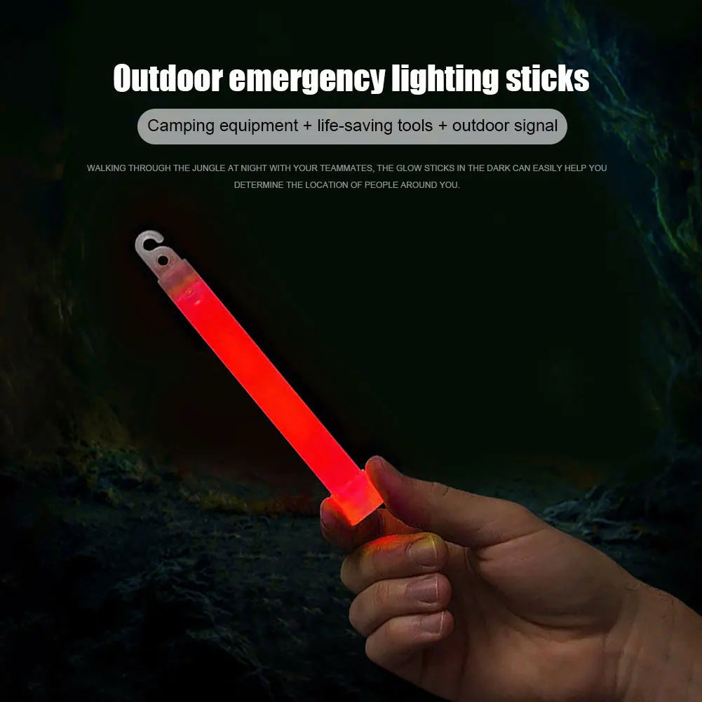 10pcs Camping Glow Sticks Waterproof 6 Inch Concert Party Light Stick with Hook  Hiking Camping Equipment