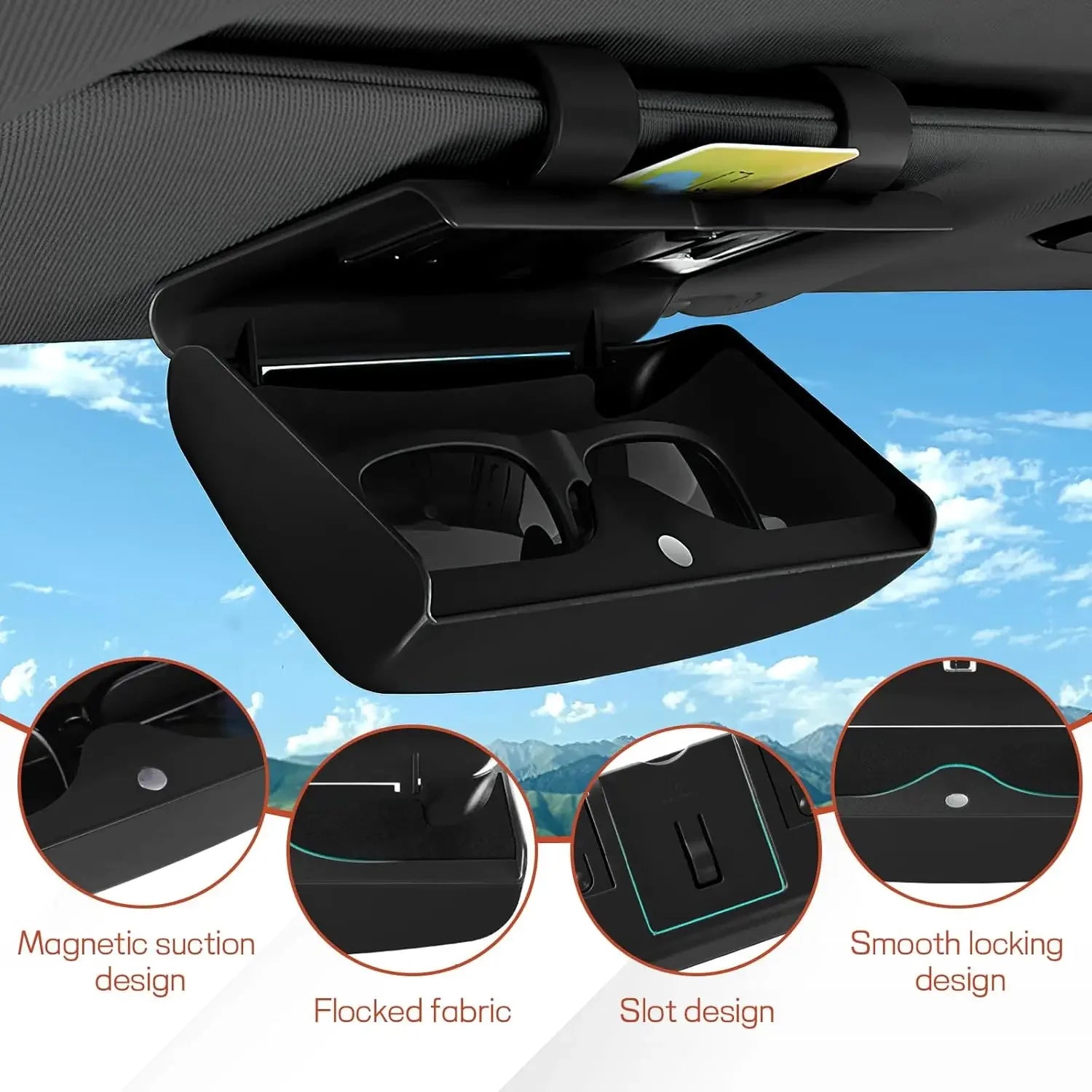 Magnetic Attraction Sun Visor Glasses Box Multi-functional Durable Auto Sunglasses Holder Auto Storage Holder Car Storage Tools
