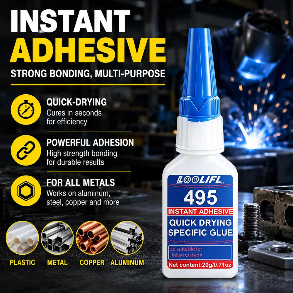 LOOLIFL Super Glue 401 406 414 480 495 496 380 480 Cyanoacrylate Instant Adhesive Suitable for Super Bonding of All Materials
