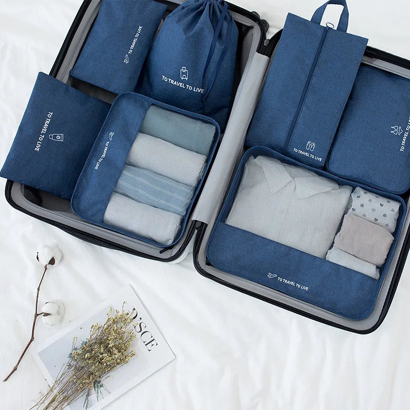 Travel Luggage Organizer Set with Mesh Window and Zipper Closure Lightweight Packing Cubes for Suitcase Storage Daily Use