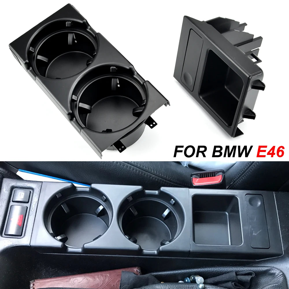 Carbon Fiber/Black Car Center Console Water Cup Holder Beverage Bottle Holder Coin Tray For Bmw 3 Series E46 318I 320I 98-06