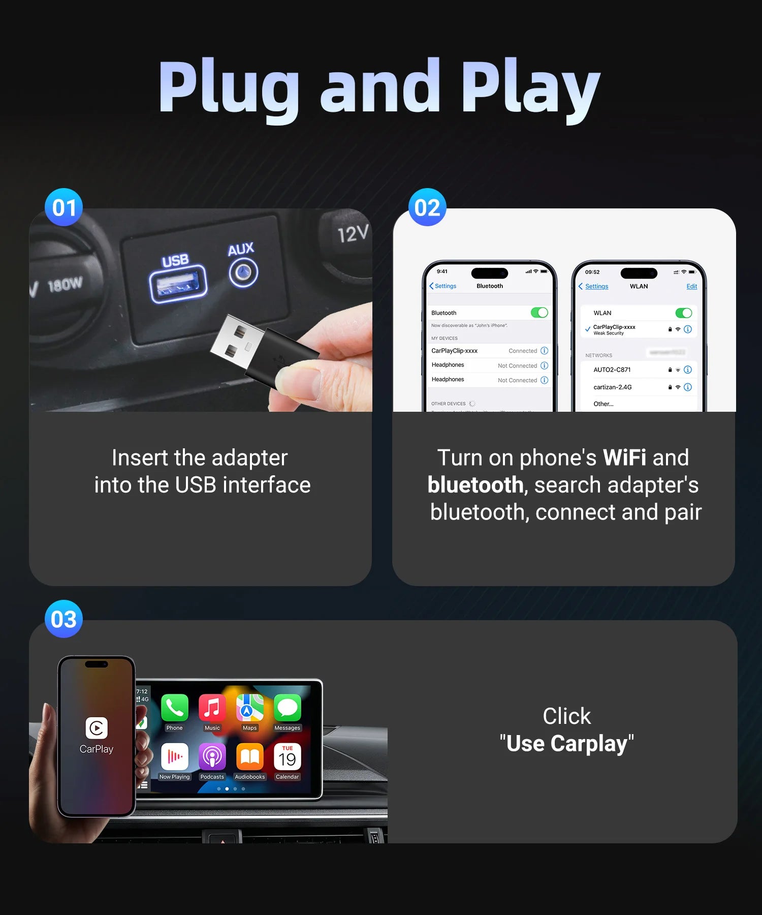 Ottocast Wireless CarPlay Clip Car Air Outlet Perfume Clip Car Play Decoration Air Conditioning Interior Accessories DIY Display