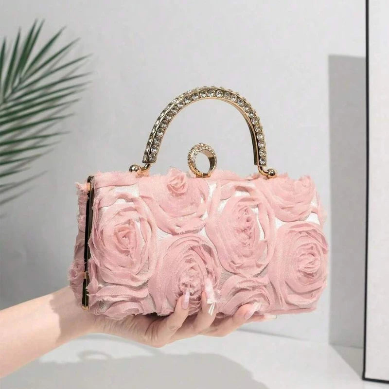 Sweet Flower Tote Evening Bag Dress Shoulder Crossbody Bag Box Bag Perfect For Party, Wedding, Prom, Dinner/Banquet, Matching With Wedding Dress,Formal Dresses, Prom Dress, Birthday Dress ,Perfect Gifts For Women,The Perfect