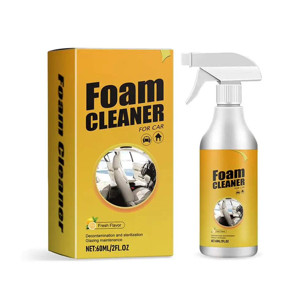 Car Steering Wheel Decontamination Cleaning Spray Car Interiors Leather Seats Shoes Multipurpose Foam Cleaner Fresh Lemon Scent