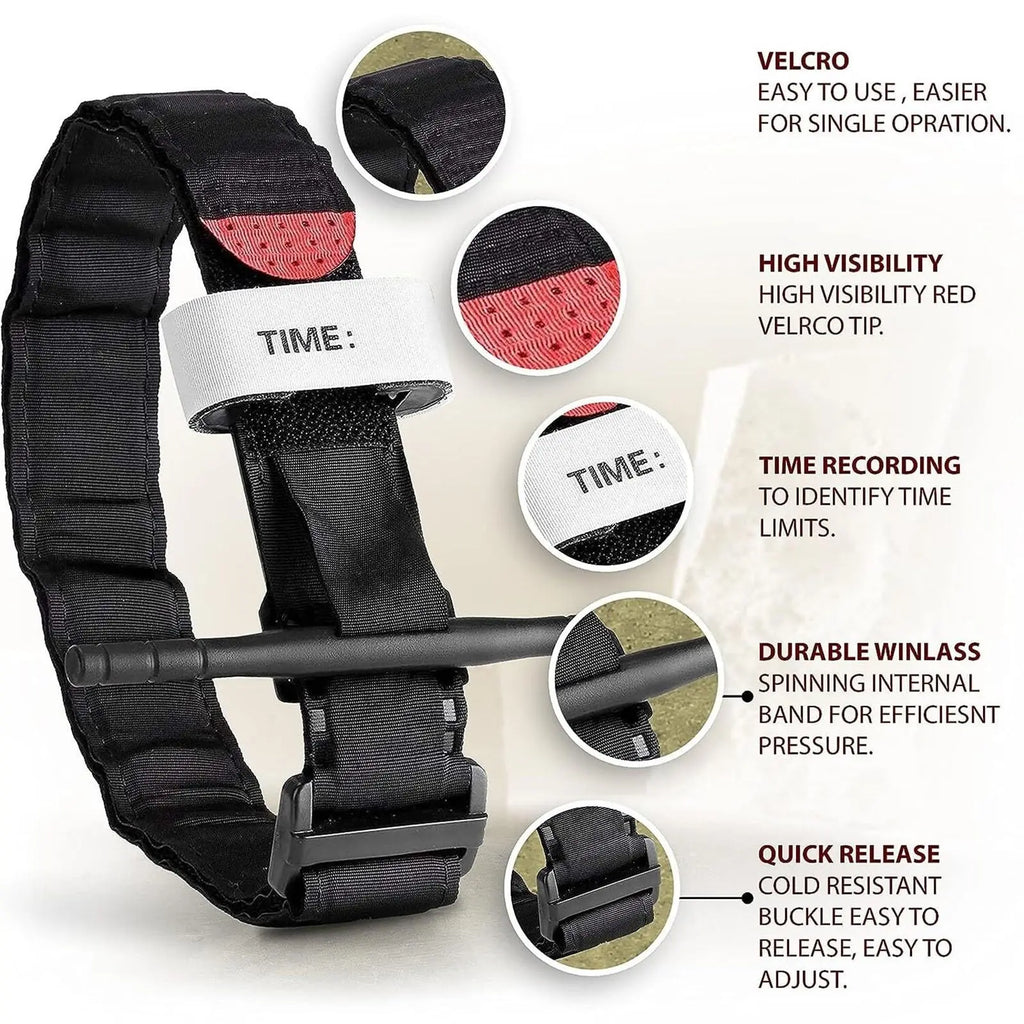 Tourniquet Emergency Tactical Emergency Strap Single Handed Medical First Aid Equipment for Hiking Camping Travel Outdoor Sports