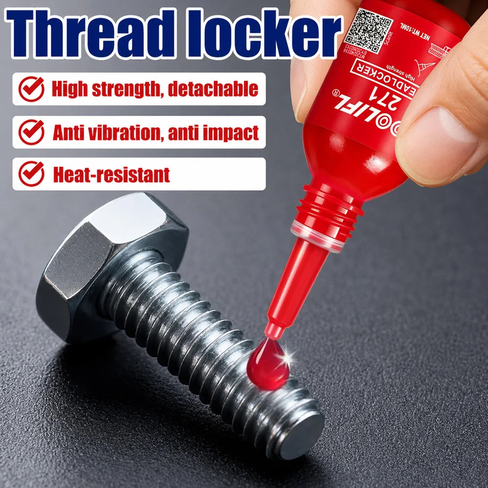 LOOLIFL Super Glue 502 & Threadlocker Set 243 Medium Strength 271 High Strength Anaerobic Screw Lock Glue Instant Cyanoacrylate Adhesive Sealant for Metal Wood Ceramic Repair