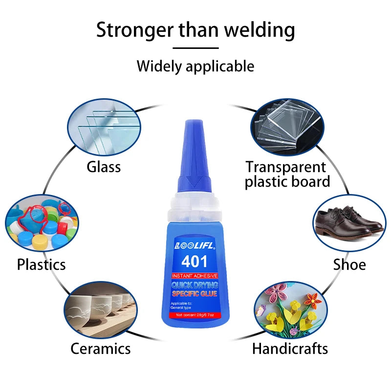 20ML Super Strong Transparent 401 Glue, Instant Drying, Applicable to Multi-Functional Glue for Metals, Plastics and Accessories