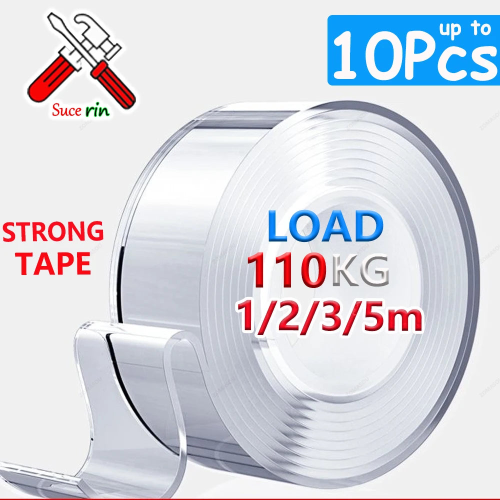 1-10Pcs 1/2/3/5m Nano Double Sided Tape Transparent Adhesive Strips Thickened Waterproof Mounting Tape Glue  For Home Kitchen