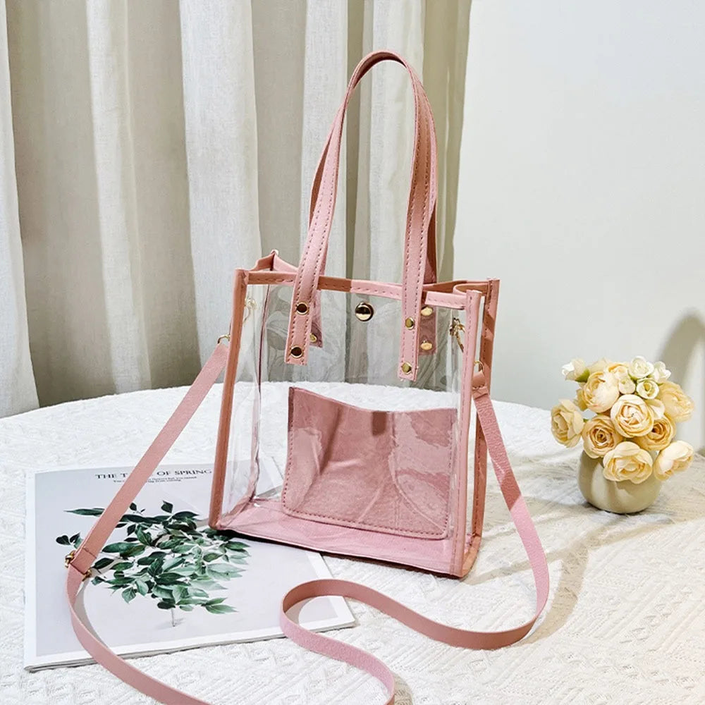Transparent Crossbody Bag for Women Candy Color Fashion Shoulder Bag PVC Transparent Jelly Bag Crossbody Bags