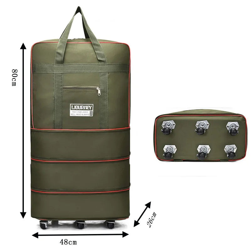 Folding Travel Bag, Luggage Compartment, Swivel Wheel Storage Box, Large Capacity Telescopic Luggage Bag, Overnight Bag