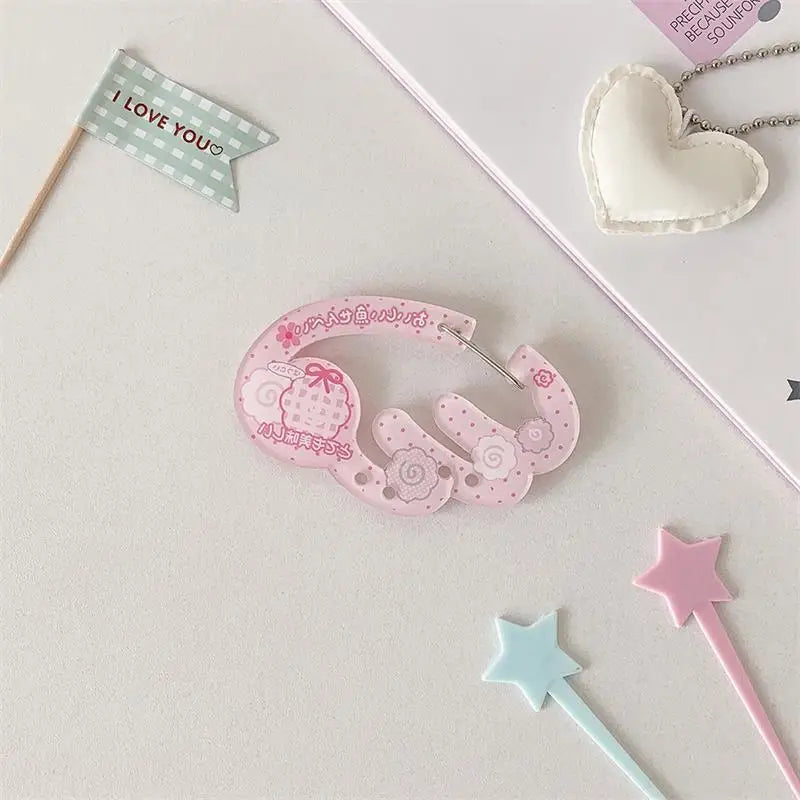 INS Candy Color Wings Shape Acrylic Carabiner Cute Strawberry Clover Mountaineering Buckle Keychain Multipurpose Keyring Hook