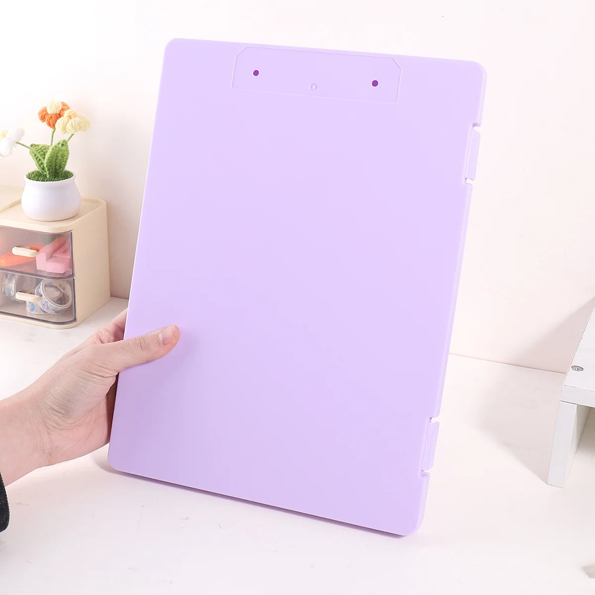 1 PC A4 File Box 2-in-1 Portable Document & Photo Storage Organizer Tool Without Clips Writing Board for Office Use