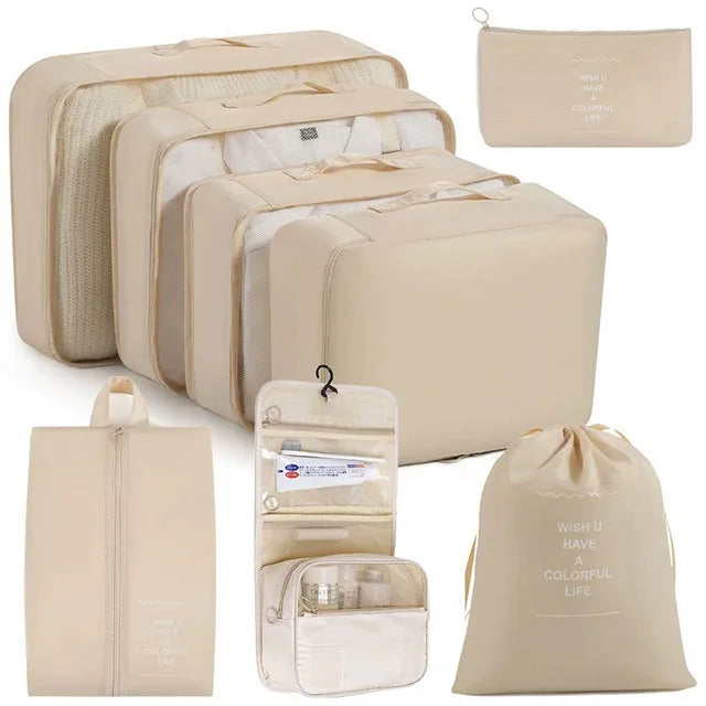 11Pcs Travel Packing Cubes Set Waterproof Luggage Organizer Drawstring Storage Bags for Clothes Shoes Underwear Cosmetic