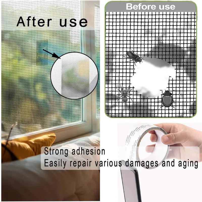 Window Screen Repair Tape Self-Adhesive Waterproof Screen Broken Holes Repair Patch Stickers Screen Door Anti-mosquito Mesh Tape