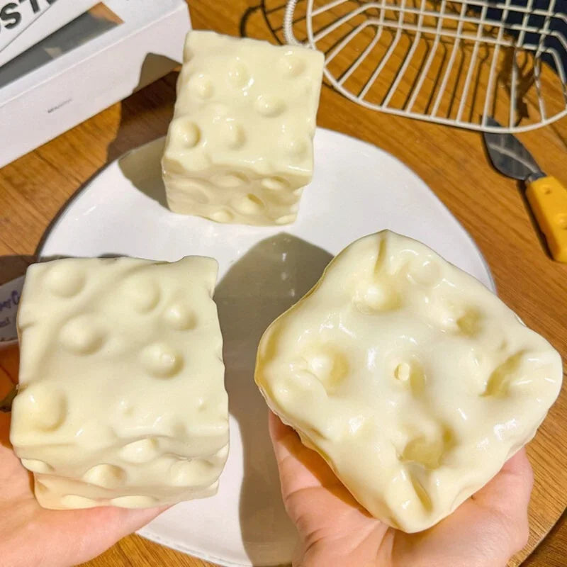 Taba Squishy Cheese Cube Stress Ball Shapeable Squeeze Ball Non Rebound Sensory Fidget Toys for Kids and Adults Relaxing Gifts