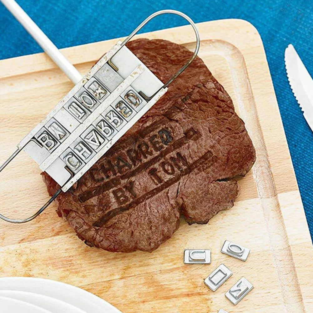 DIY BBQ Branding Iron with 55 Letters BBQ Steak Branding Signature Sticks Practical Barbecue Accessories for Family Party Picnic