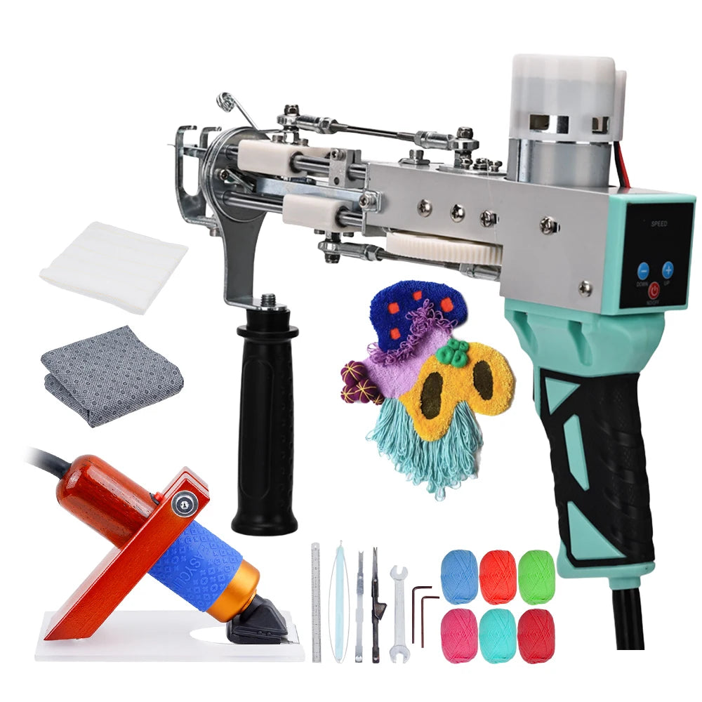 Tufting Gun 2 in 1 Set Electric Carpet Tufting Gun Electric Carpet Tapis Knitting Tufting Pistol Weaving Flocking Rug Machine