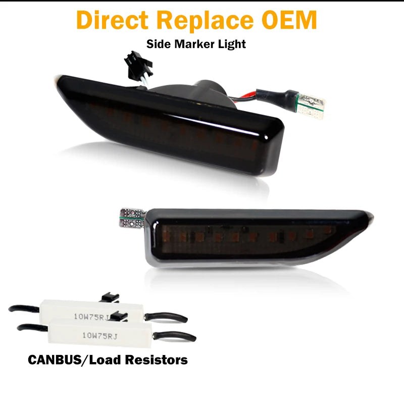 2Pcs For MINI Countryman F60 2017 2018 2019 2020 2021 Smoked Amber LED Front Bumper Side Marker Light Flowing Turn Signal Lamp