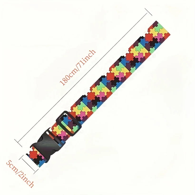 New Colorful Straight Shaped Luggage Straps for Suitcase, Polyester Luggage Belt with Adjustable Release Buckle Travel Accessory