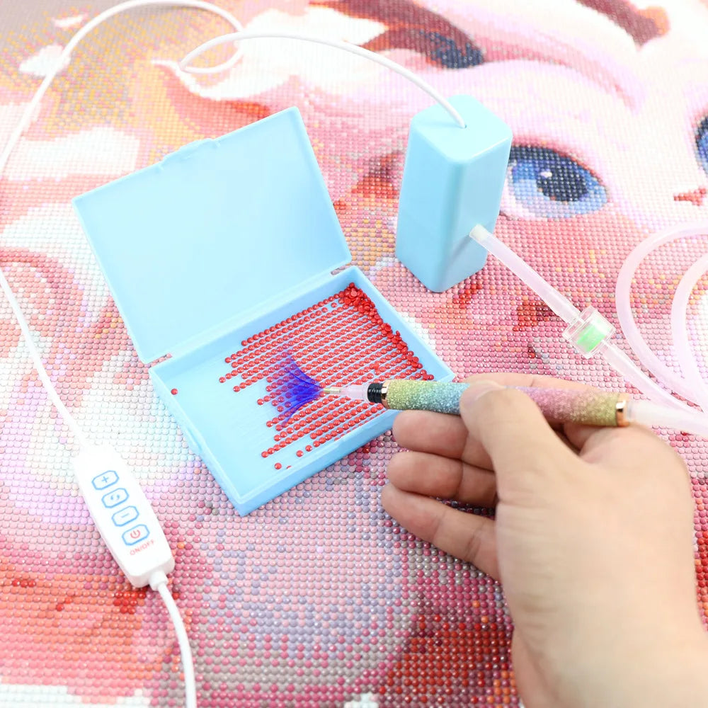 DIY Electric Diamond Art Painting Pen Set Portable Vacuum Diamond Painting Pen Kit USB Powered Diamond Suction Device for Craft