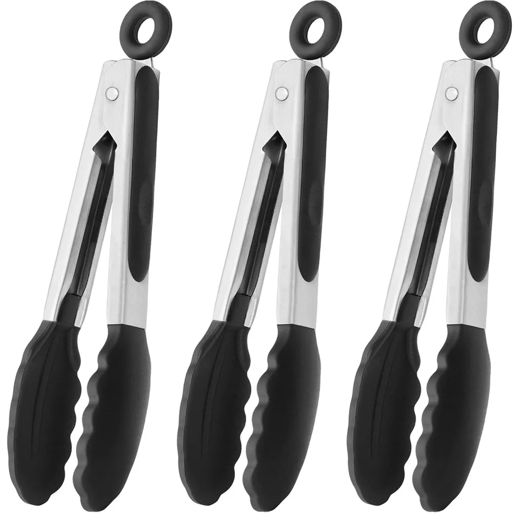7 Inch Food Clamps Stainless Steel Mini Kitchen Clamps Silicone Anti-Slip  Cooking  Clamps Grill Salad Tools Grill Kitchen Tools