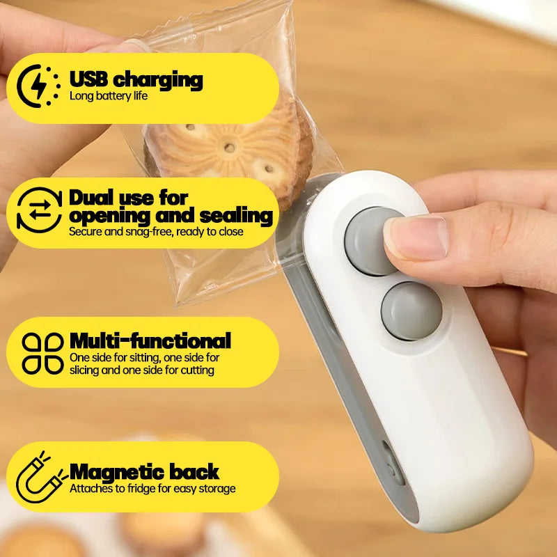 Mini Heat Bag Sealing Machine Portable Plastic Bag Clip Sealing Machine Package Sealer Bags Food Packaging Heat Sealer