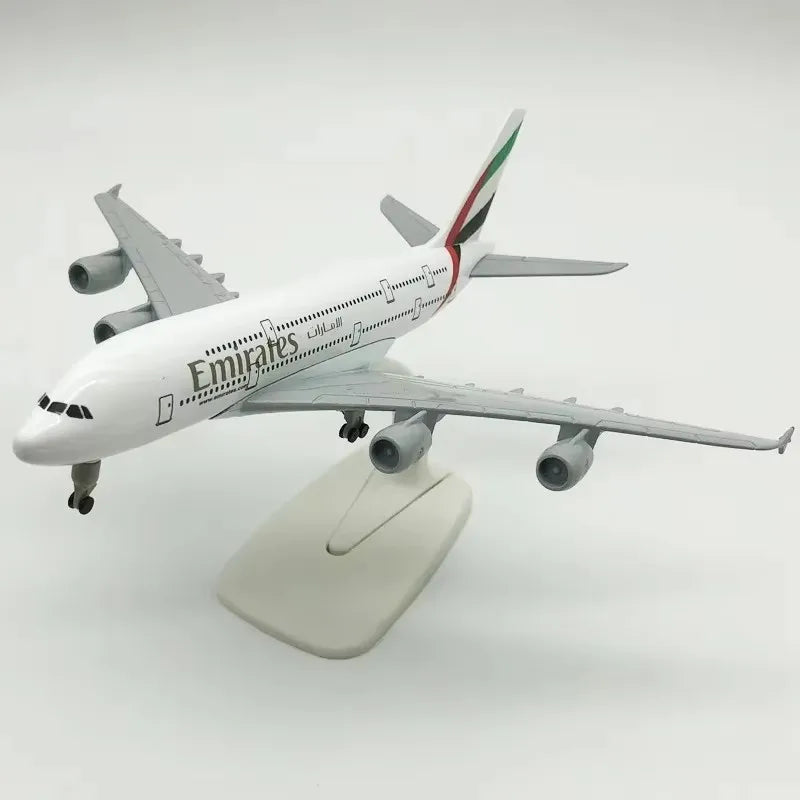 20CM A380 Emirates Airline 1:400 Airbus Alloy Aircraft Model Die-cast Airplane Model with Wheel Stand Collectible Display Model