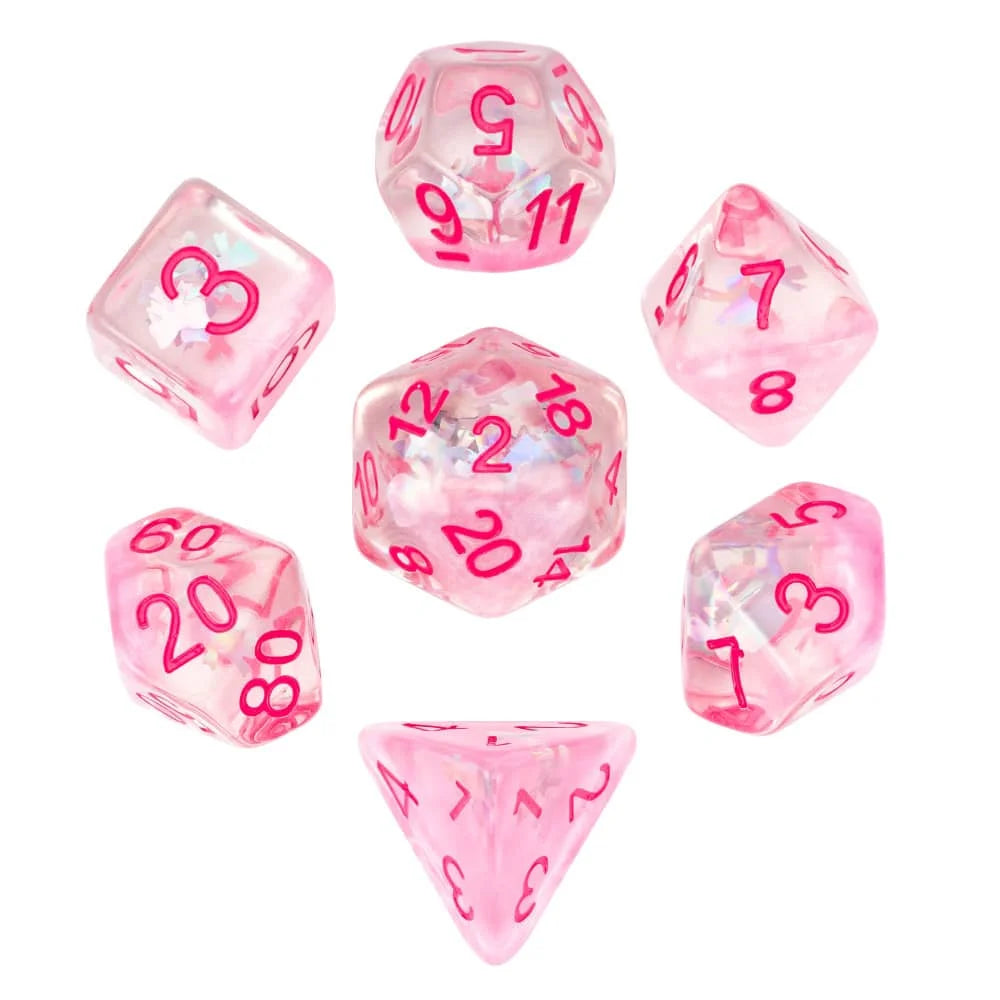 Cusdie Pink Butterfly DND Dice Resin Slice Die D4 D6 D8 D10 D% D12 D20 Polyhedral Dice Set for D&D Role Playing Table Games