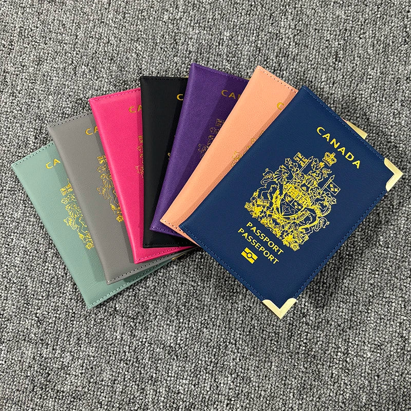 Canada Passport Cover Protector for Women Men Travel Pu Leather Canadian Passport Cards Case Protector Holder Travel Wallet