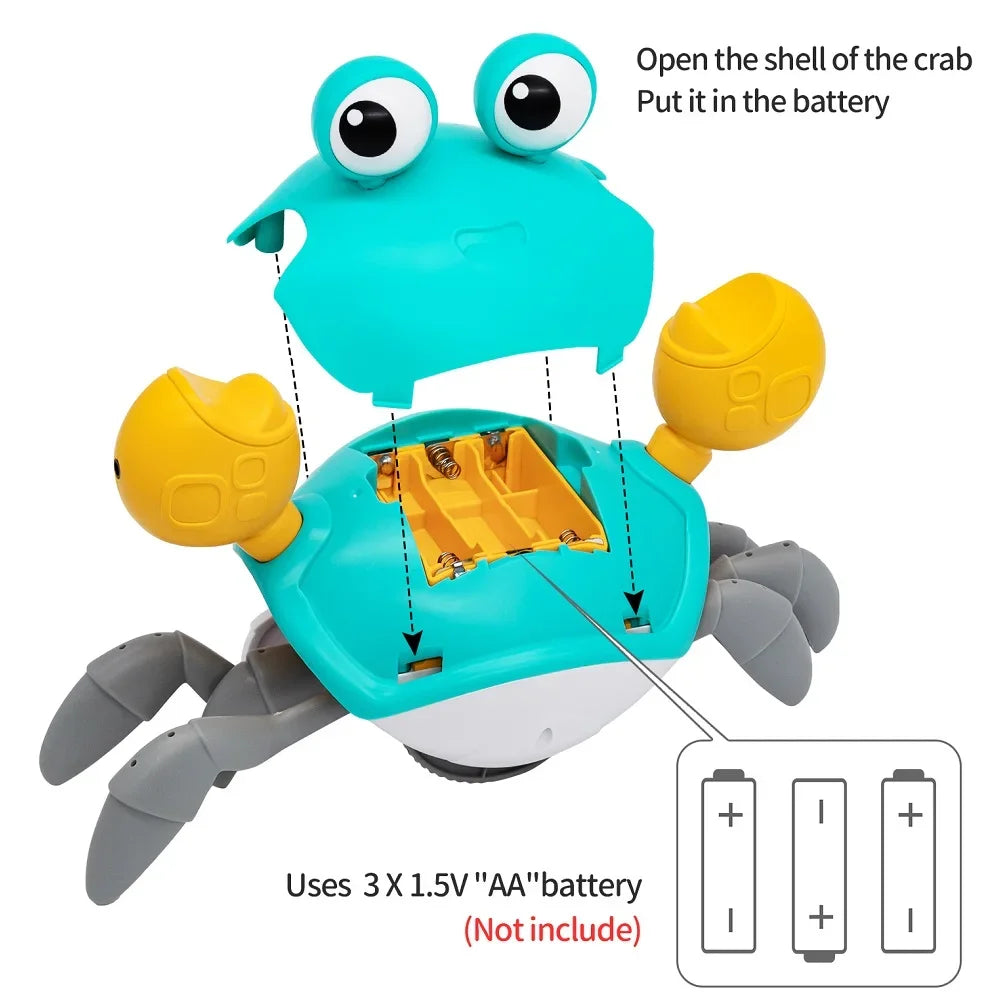 Fun Crab Toy Children Crawling Avoiding Obstacles Electronic Pet With Music Baby Walking Toy Without Battery