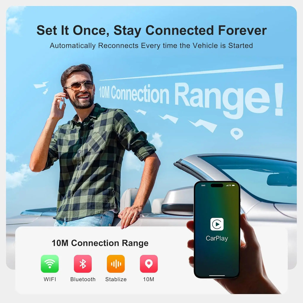 The 3-in-1 Magic Media Box supports streaming from Netflix and TikTok. It comes with a wireless CarPlay adapter and a USB port, and is compatible with vehicles equipped with factory-installed wired Apple CarPlay and Android A