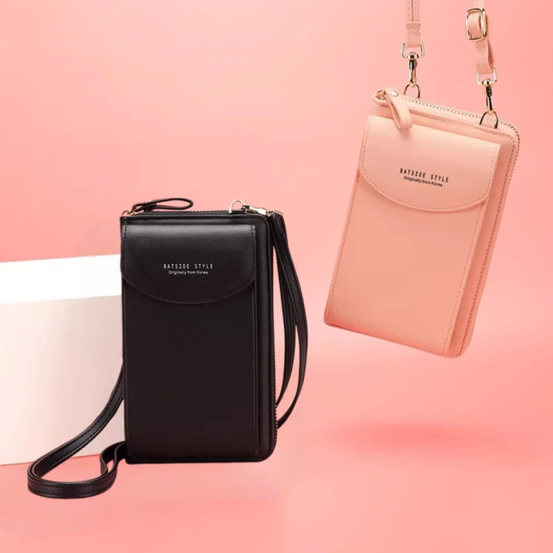 2025 New Style Long Neck Women's Handbag Large Capacity Crossbody Wallet Mobile Phone Purse Zipper Solid Color Stylish Bag